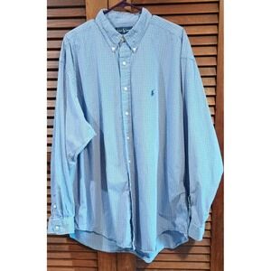 Ralph Lauren Blake Shirt Men Blue Green Plaid Button Down Long Sleeve Size XXL